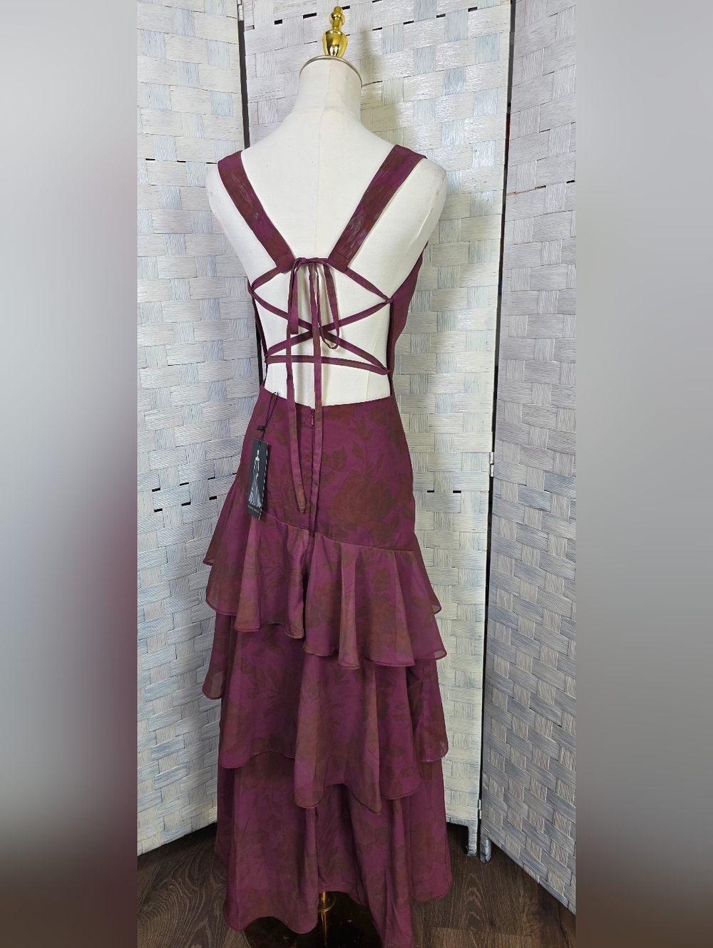 Plum Halter Ruffled Maxi Dress - Picture 5 of 13